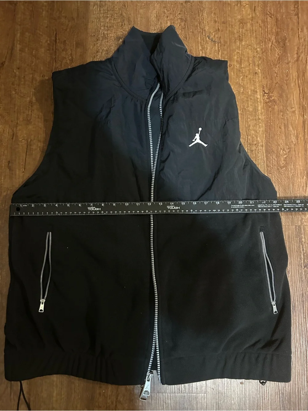 Jordan Essentials Mens Large Black Fleece Nylon Full Zip Vest FD8628-010 Jumpman